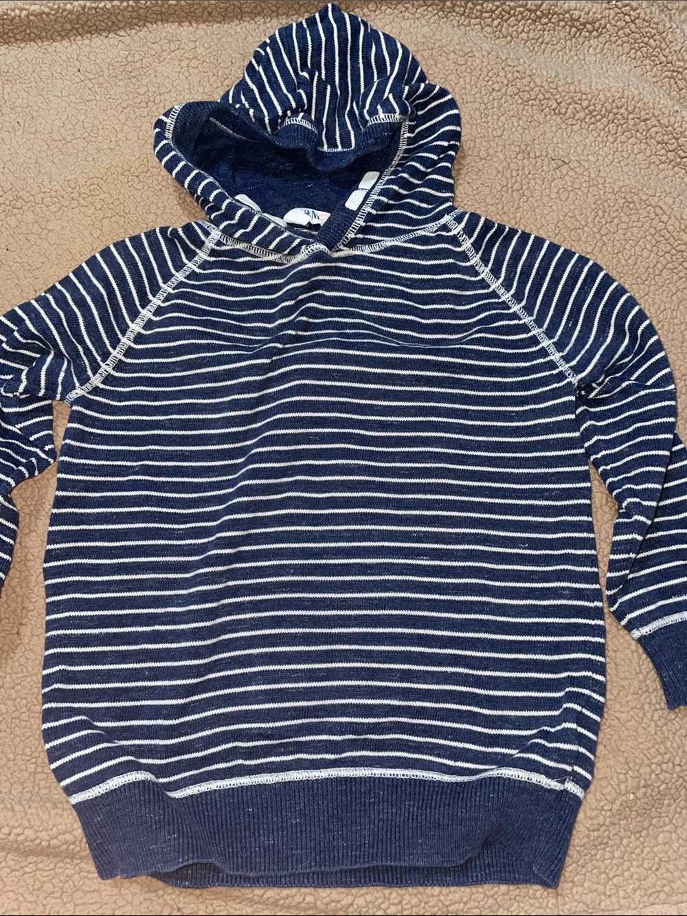 H&M Navy and White Striped Hooded Sweatshirt